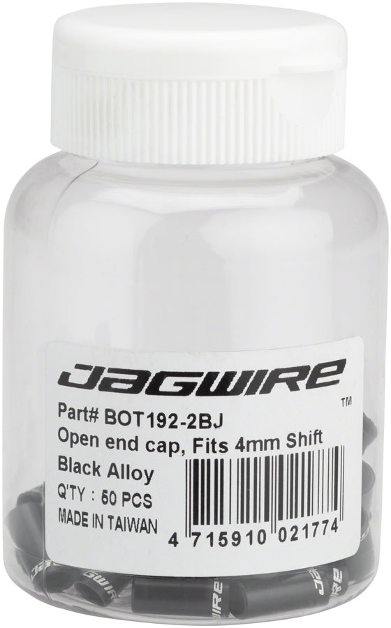 Jagwire 4mm Open Alloy End Caps Bottle of 50, Black