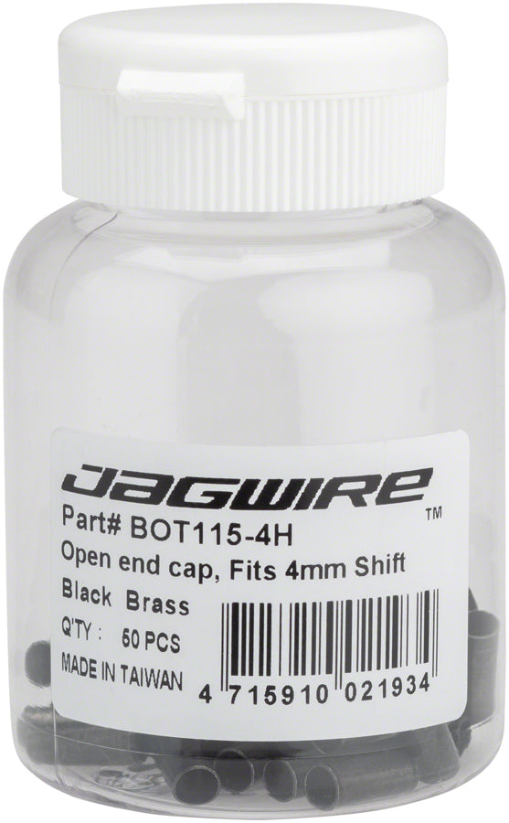 Jagwire 4mm Open Brass End Cap Bottle of 50, Black