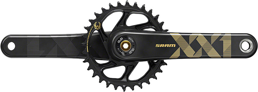 SRAM XX1 Eagle Carbon Boost Crankset - 170mm, 12-Speed, 34t, Direct Mount, DUB Spindle Interface, Black/Gold MPN: 00.6118.526.003 UPC: 710845813580 Crankset XX1 Eagle DUB Crankset