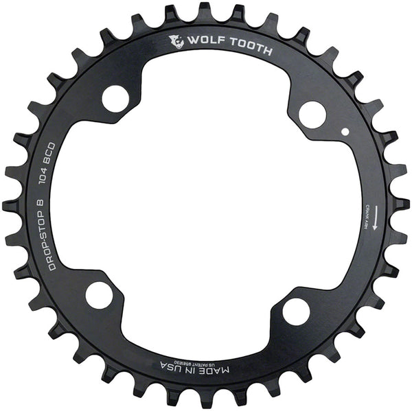 Plateau Elliptique Wolf Tooth 34 Dents, 104 BCD, Noir - Neuf, Pour VTT, Drop-Stop B