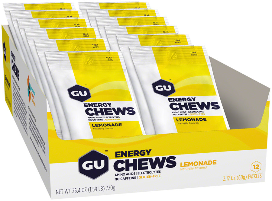 GU Energy Chews - Lemonade, Box of 12 Bags MPN: 124923 UPC: 769493104724 Chew Energy Chews
