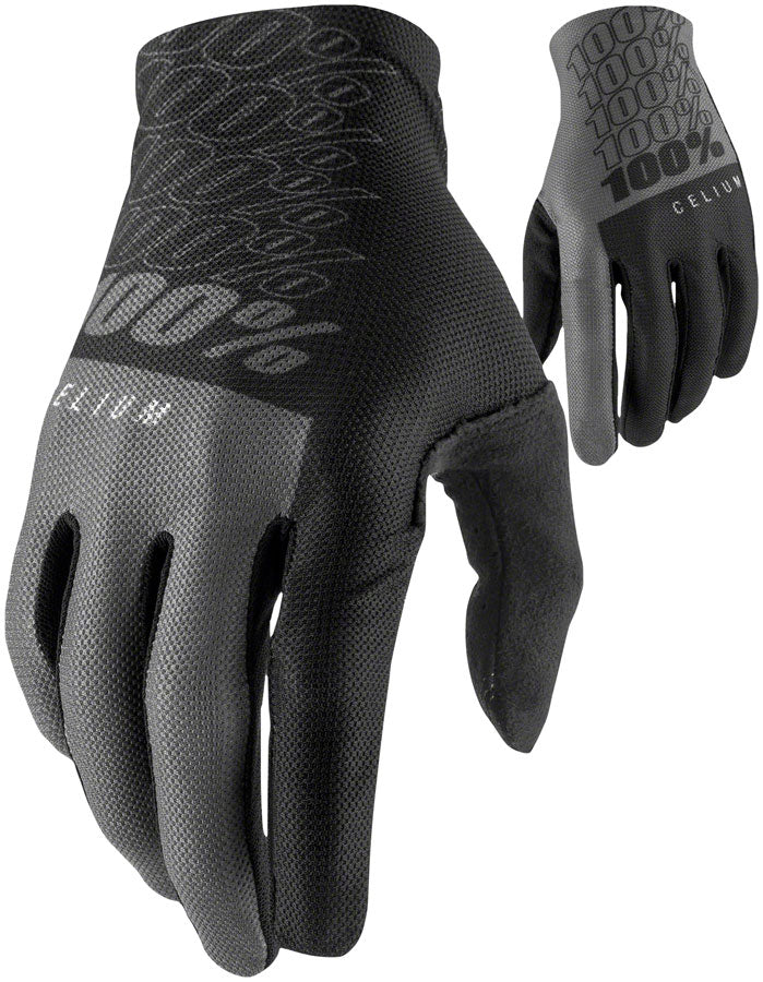 100% Celium Gloves - Black/Gray, Full Finger, Small
