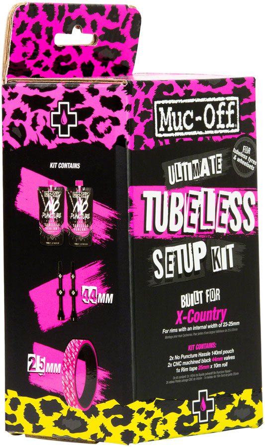 Muc-Off Ultimate Tubeless Kit - XC/Gravel, 25mm Tape, 44mm Valves - Tubeless Conversion Kits - Ultimate Tubeless Kit