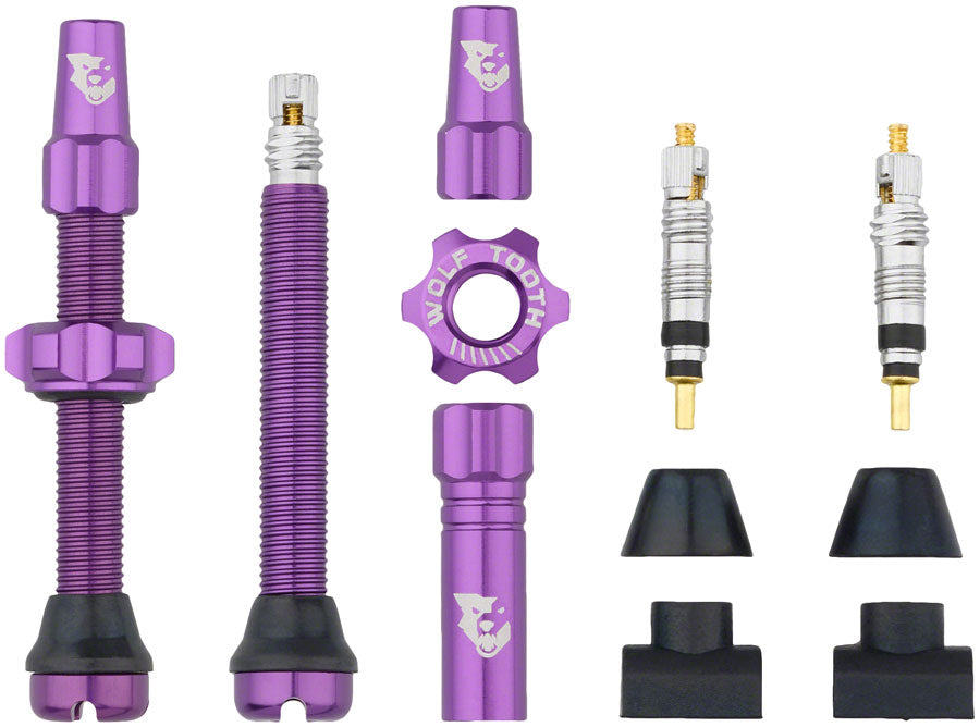 Wolf Tooth Tubeless Valve Stem Kit - 44 mm, Purple MPN: TLV-KIT44-PRP UPC: 812719026901 Tubeless Valves Tubeless Valve Stem Kit