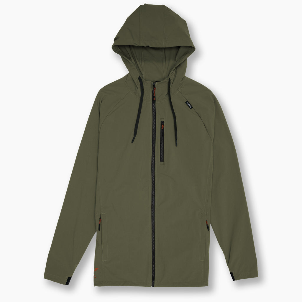 KETL Mtn Escapade Jacket: Lightweight Softshell Packable Travel Layer w/ Zipper Pockets - Olive Men's