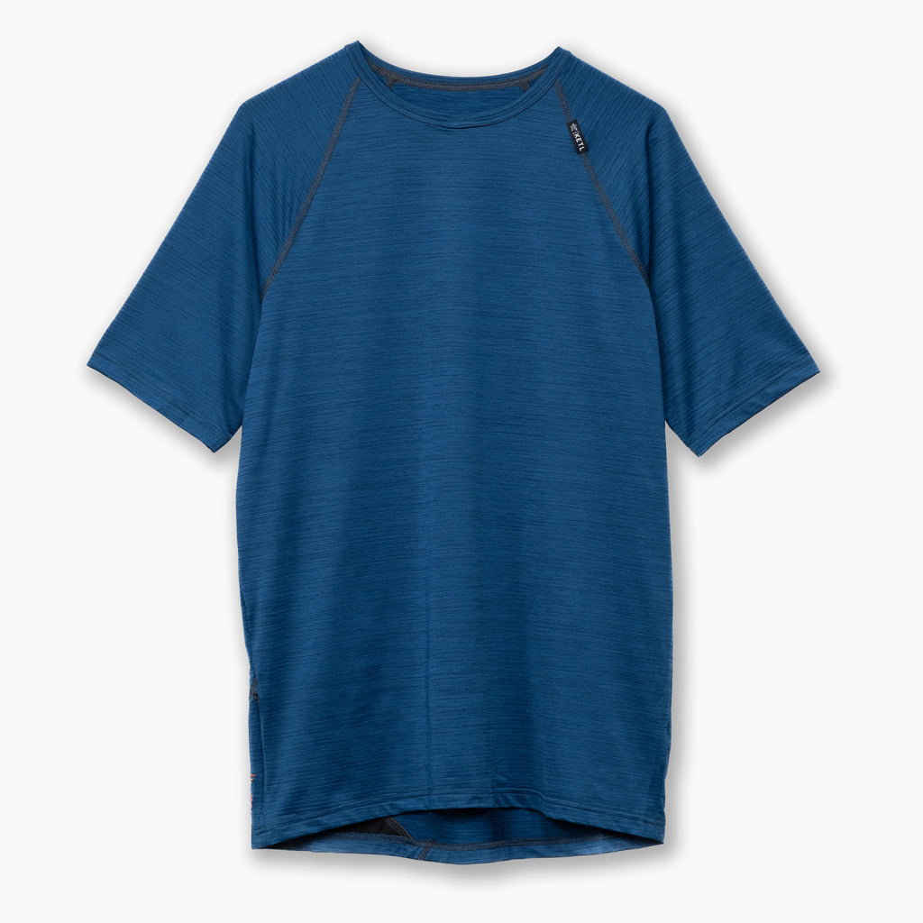 KETL Mtn Wayward Casual MTB Short Sleeve Jersey - Durable, Breathable, Zipper Pocket Men's Mountain Bike Shirt Blue Men's