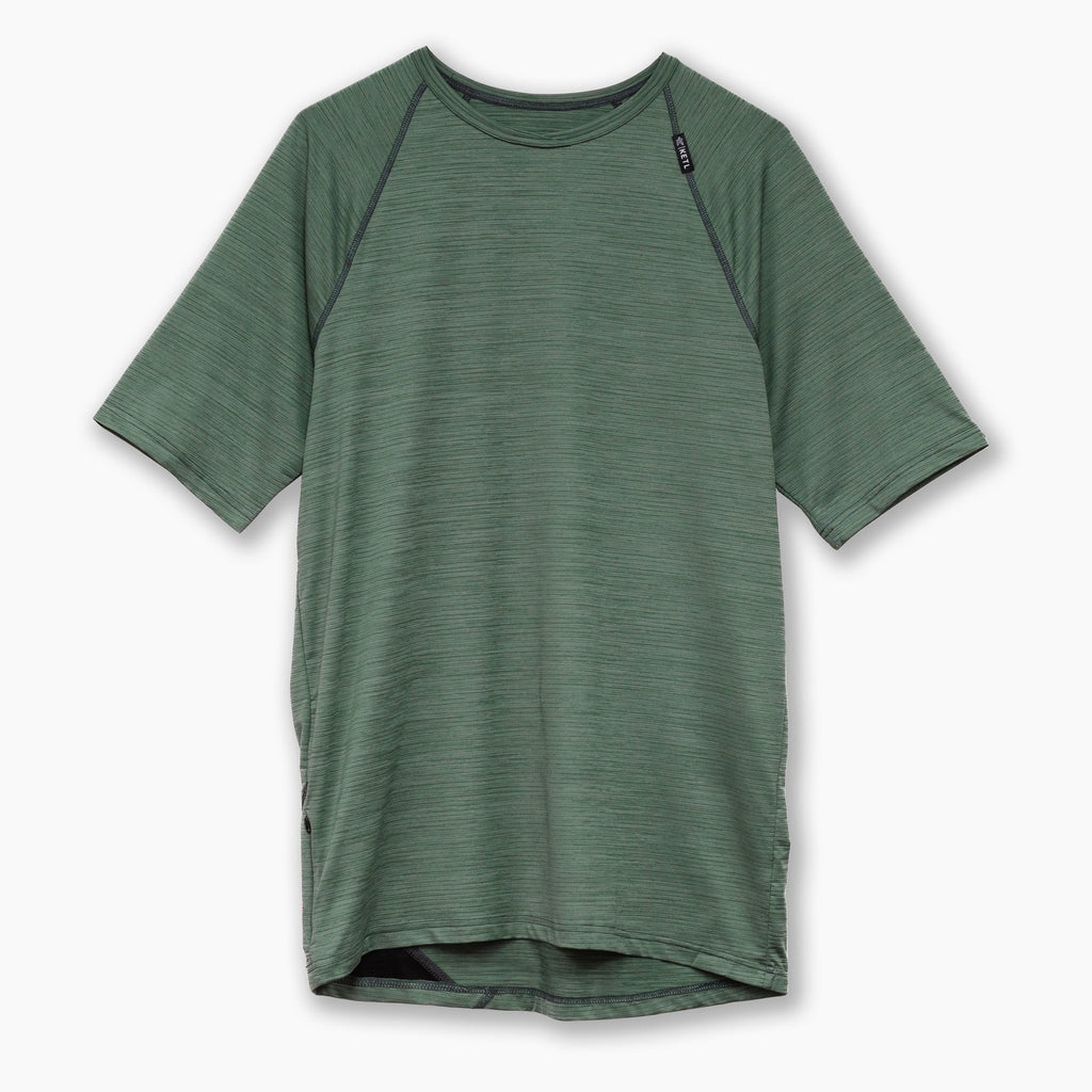 KETL Mtn Wayward Casual MTB Short Sleeve Jersey - Durable, Breathable, Zipper Pocket Men's Mountain Bike Shirt Green Men's