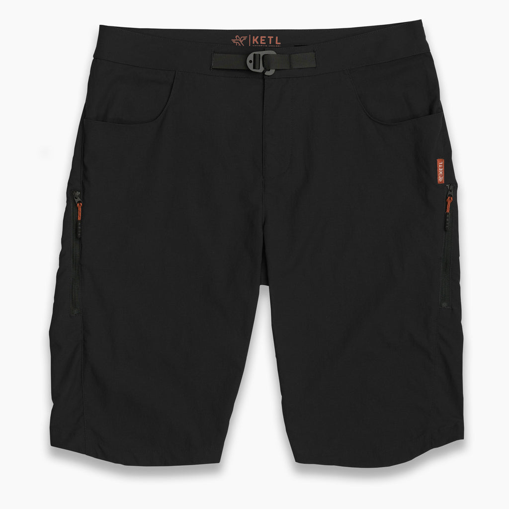 KETL Mtn Skid Mark MTB Shorts - Lightweight, Zipper Pockets, Men's Mountain Biking Shorts Black Beauty