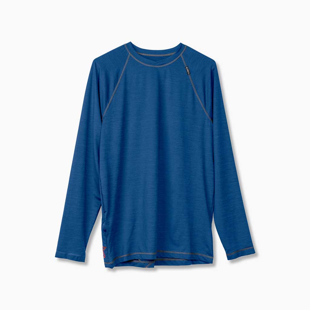 KETL Mtn Wayward Casual MTB Long Sleeve Jersey - Durable, Breathable, Zipper Pocket Men's Mountain Bike Shirt Blue Men's