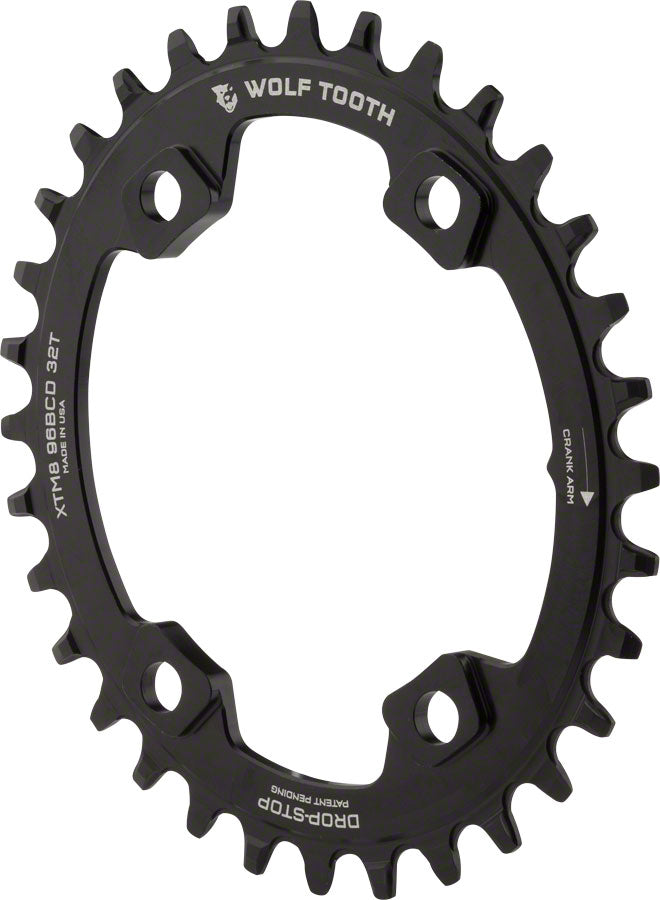 Wolf Tooth Elliptical 96 BCD Chainring - 32t, 96 Asymmetric BCD, 4-Bolt, Drop-Stop, For Shimano XT M8000 and SLX M7000 MPN: OVAL-M8K-32 UPC: 812719022415 Chainring Elliptical 96 Asymmetrical BCD Chainrings for Shimano XT M8000/SLX M7000