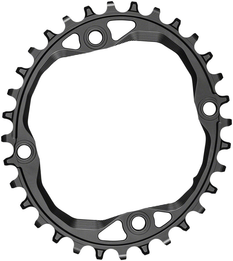 absoluteBLACK Oval 104 BCD Chainring - 32t, 104 BCD, 4-Bolt, Requires Hyperglide+ Chain, Black MPN: OVSH/32BK Chainring Oval 104 BCD 4-Bolt Chainring for Hyperglide+