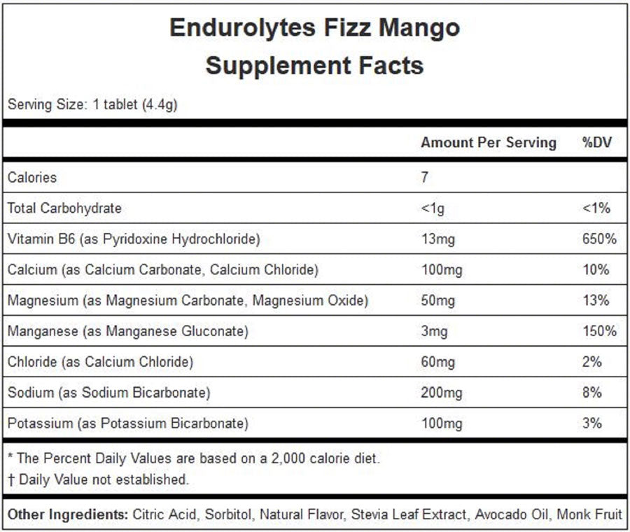 Hammer Endurolytes Fizz: Mango Box of 12 - Sport Hydration - Endurolytes Fizz