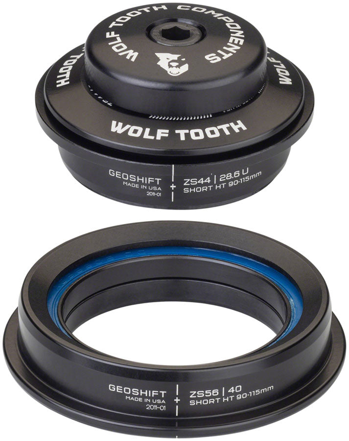 Wolf Tooth GeoShift Performance Angle Headset - 1 Deg, Short, ZS44/ZS56, Black