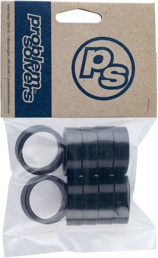 Problem Solvers Headset Stack Spacer - 28.6, 10mm, Aluminum, Black, Bag of 10 - Headset Stack Spacer - Headset Spacers