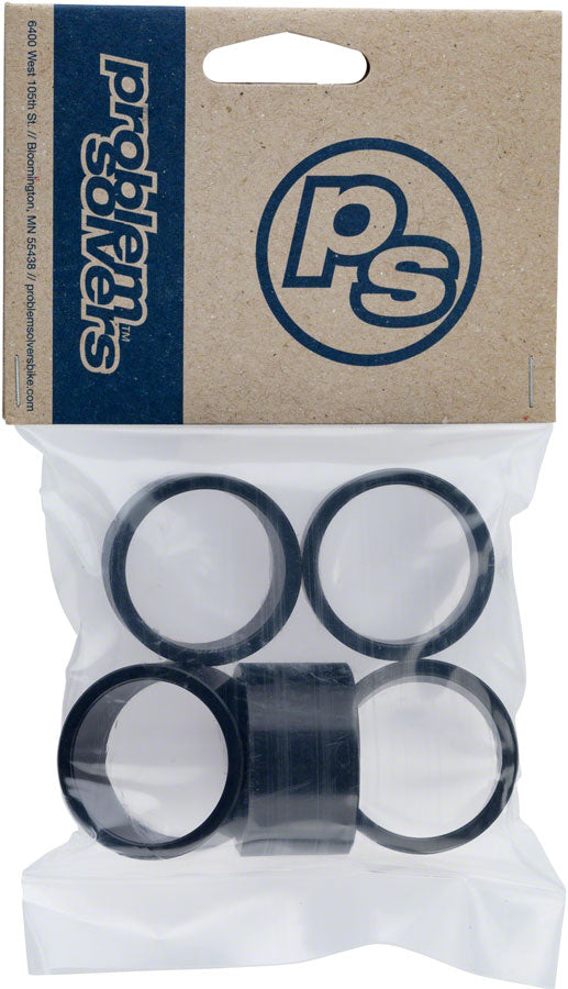 Problem Solvers Headset Stack Spacer - 28.6, 20mm, Aluminum, Black, Bag of 5 - Headset Stack Spacer - Headset Spacers