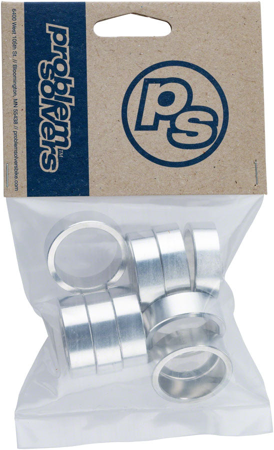 Problem Solvers Headset Stack Spacer - 25.4, 10mm, Aluminum, Silver, Bag of 10 - Headset Stack Spacer - Headset Spacers