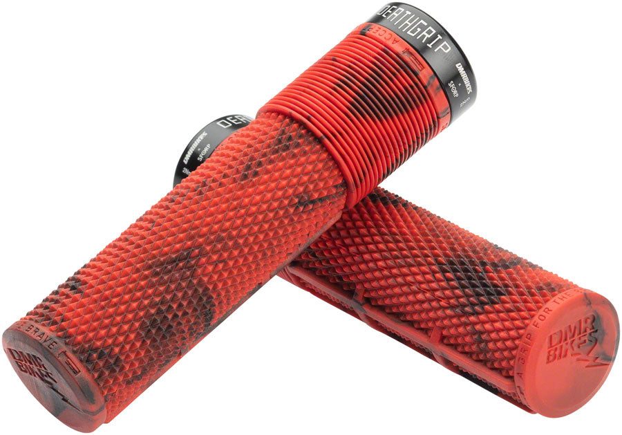 DMR DeathGrip Flangeless Grips - Thick, Lock-On, Marble Red