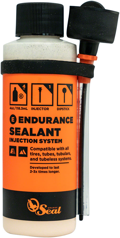 Orange Seal Endurance Tubeless Tire Sealant with Twist Lock Applicator - 4oz MPN: 60410 UPC: 810026604102 Tubeless Sealant Endurance Tubeless Tire Sealant