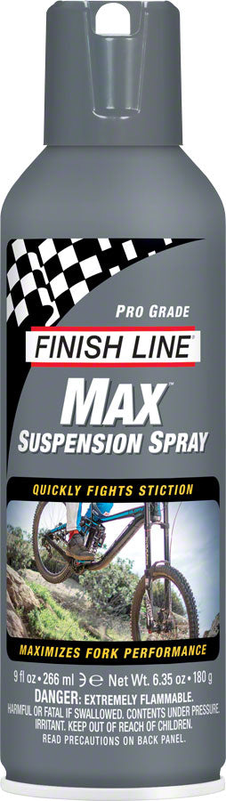 Finish Line Max Suspension Spray Lubricant, 9oz Aerosol MPN: SK0090101 UPC: 036121710931 Suspension Oil and Lube Max Suspension Spray