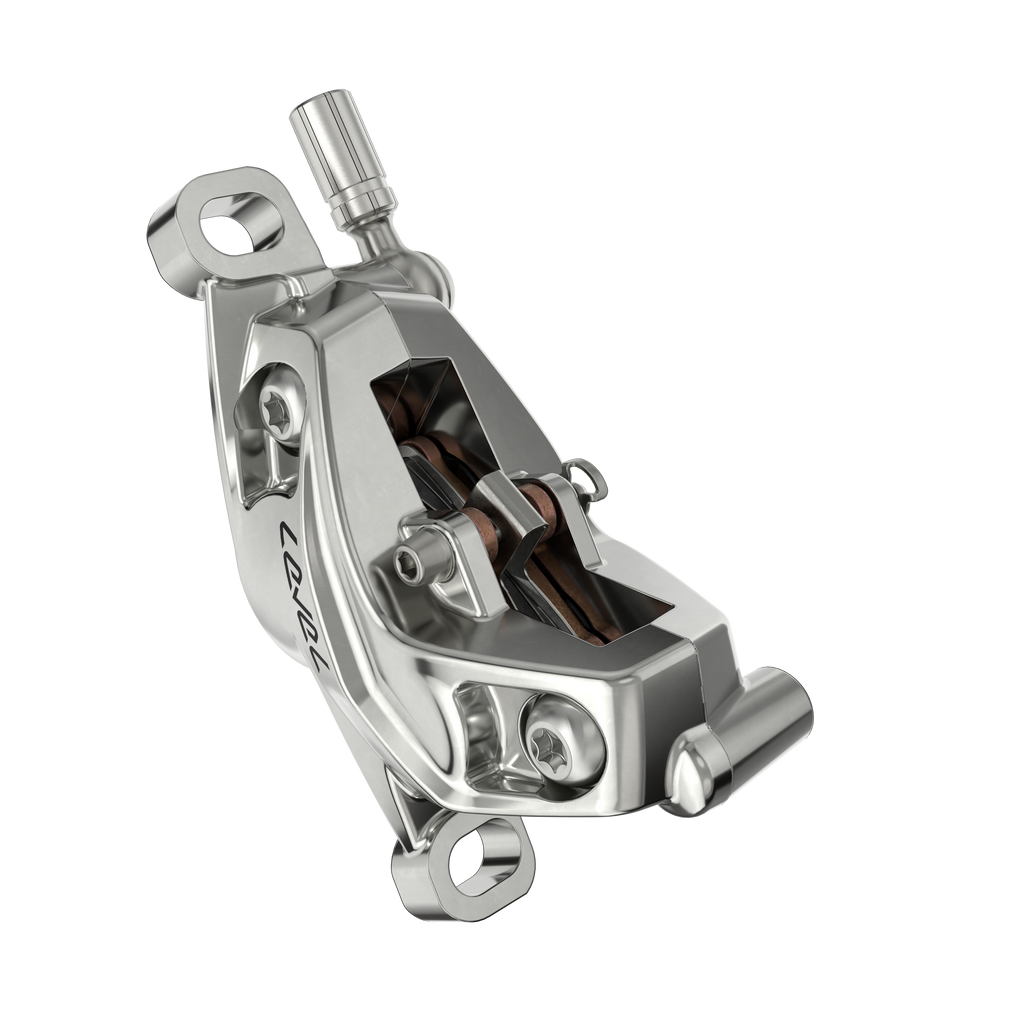 SRAM Level Ultimate Stealth Disc Brake Caliper Assembly - Front/Rear, Post Mount, 4-Piston, Silver, C1 - Disc Brake Calipers - Level Stealth Series Disc Brake Calipers