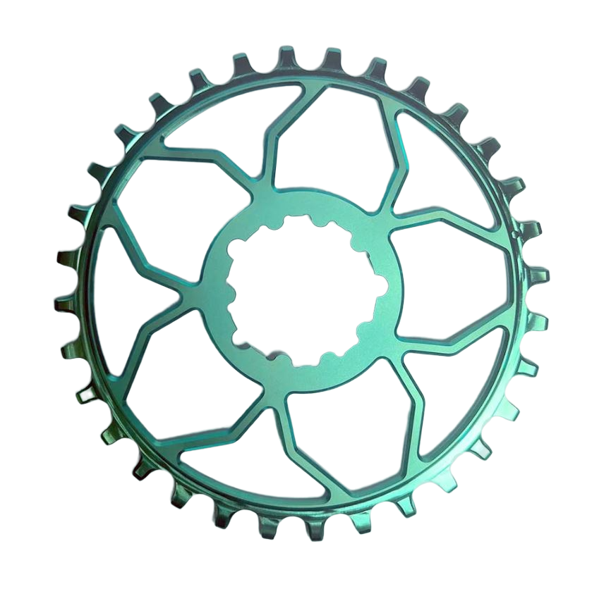 5Dev Ultra Light Titanium Chainring, Teal, 3 Bolt, 3mm Offset Direct ...