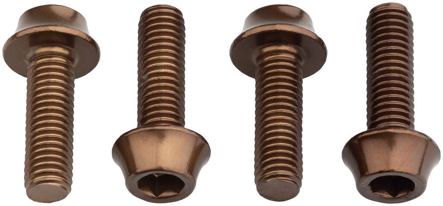 Wolf Tooth Water Bottle Cage Bolts - Set/4, Aluminum, Espresso MPN: 4WBBOLTESP UPC: 810006806236 Water Bottle Cage Hardware Bottle Cage Bolts