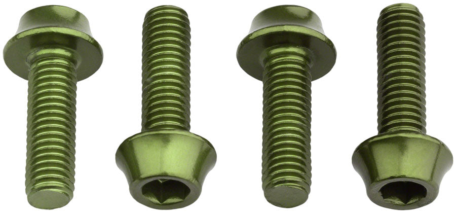 Wolf Tooth Water Bottle Cage Bolts - Set/4, Aluminum, Olive MPN: 4WBBOLTOLV UPC: 810006808872 Water Bottle Cage Hardware Bottle Cage Bolts