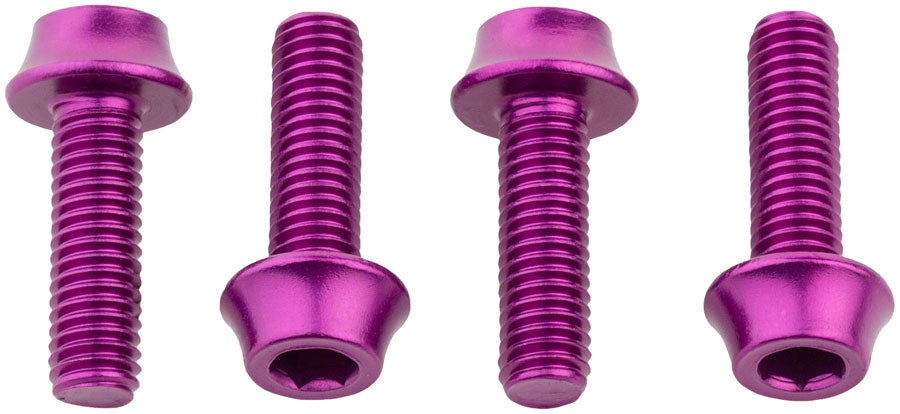 Wolf Tooth Water Bottle Cage Bolts - Set/4, Aluminum, Purple MPN: 4WBBOLTPRP UPC: 812719024471 Water Bottle Cage Hardware Bottle Cage Bolts