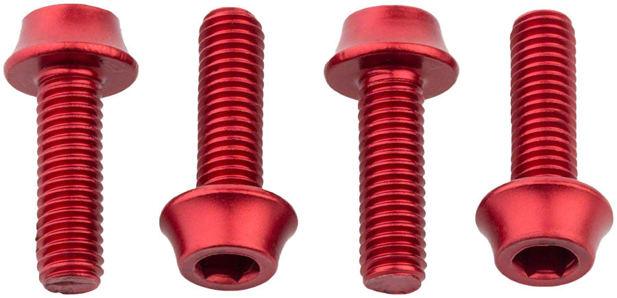 Wolf Tooth Water Bottle Cage Bolts - Set/4, Aluminum, Red MPN: 4WBBOLTRED UPC: 812719025133 Water Bottle Cage Hardware Bottle Cage Bolts
