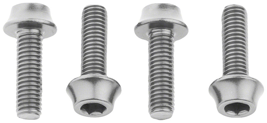 Wolf Tooth Water Bottle Cage Bolts - Set/4, Aluminum, Silver MPN: 4WBBOLTSIL UPC: 812719026147 Water Bottle Cage Hardware Bottle Cage Bolts