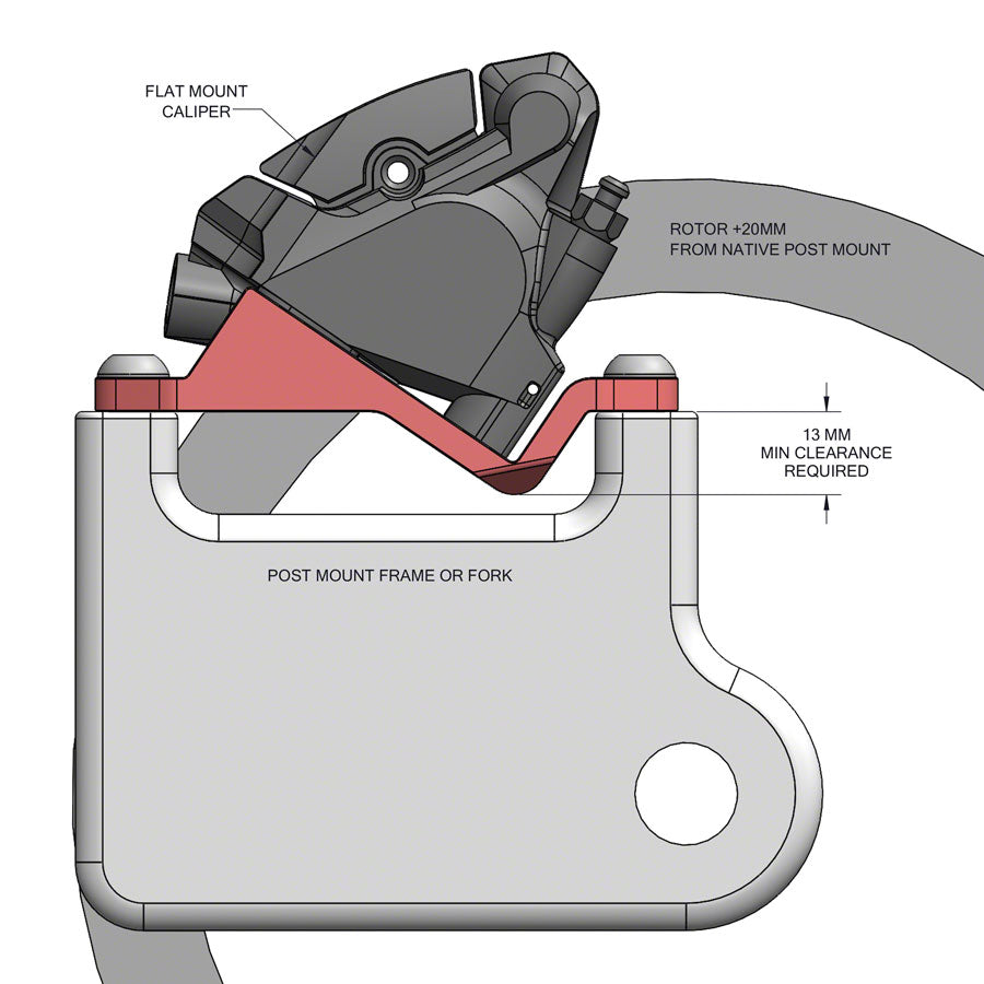 Wolf Tooth Disc Brake Adapter - Post to Flat Mount, +20mm Disc Brake ...