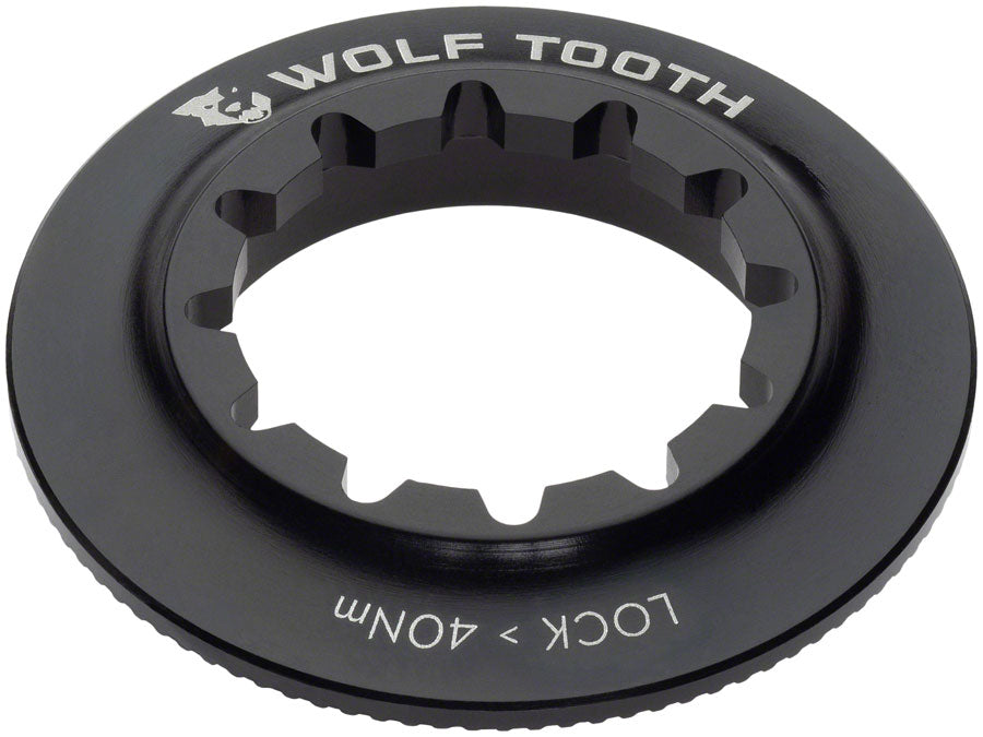 Wolf Tooth Centerlock Rotor Lockring - Internal Splined, Black MPN: RTR-LCKRNG-IS-BLK UPC: 810006806861 Disc Rotor Parts and Lockrings CenterLock Rotor Internal Splined Lockring