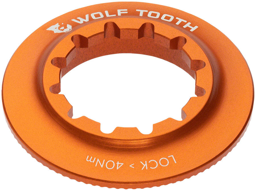 Wolf Tooth Centerlock Rotor Lockring - Internal Splined, Orange MPN: RTR-LCKRNG-IS-ORG UPC: 810006807103 Disc Rotor Parts and Lockrings CenterLock Rotor Internal Splined Lockring