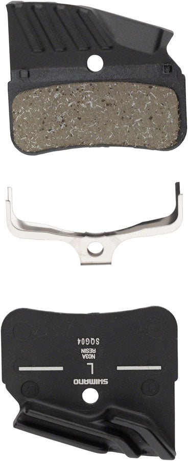Shimano N03A-RF Disc Brake Pad and Spring - Resin Compound, Finned Alloy Back Plate, One Pair MPN: EBPN03ARFA UPC: 192790327389 Disc Brake Pad N03A-RF Disc Brake Pads
