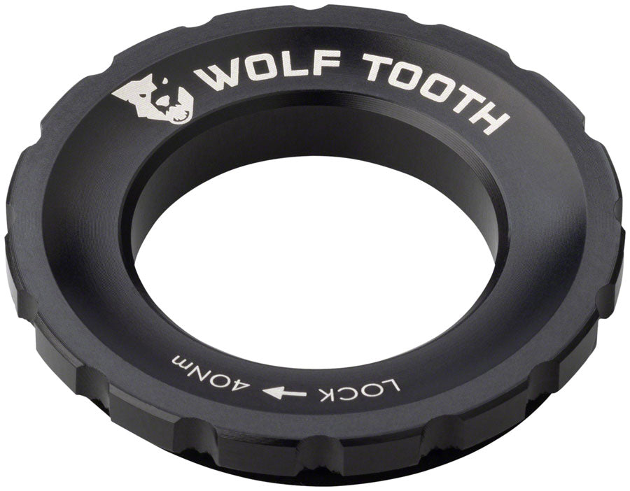 Wolf Tooth CenterLock Rotor Lockring - External Splined, Black MPN: RTR-LCKRNG-BLK UPC: 810006805598 Disc Rotor Parts and Lockrings CenterLock Rotor External Splined Lockring