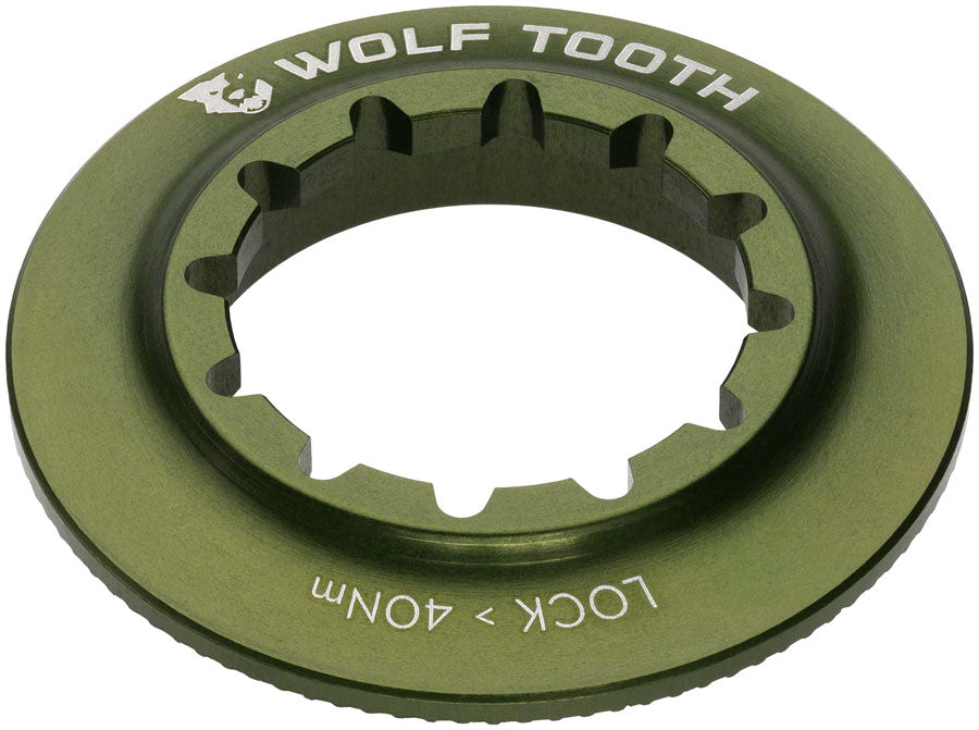 Wolf Tooth CenterLock Rotor Lock Ring - Internal Splined, Olive MPN: RTR-LCKRNG-IS-OLV UPC: 810006808421 Disc Rotor Parts and Lockrings CenterLock Rotor Internal Splined Lockring