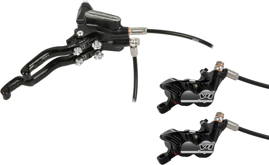 Hope Tech 3 V4 Duo Disc Brake and Lever - Right Hand, Front and Rear, Hydraulic, Post Mount, Black