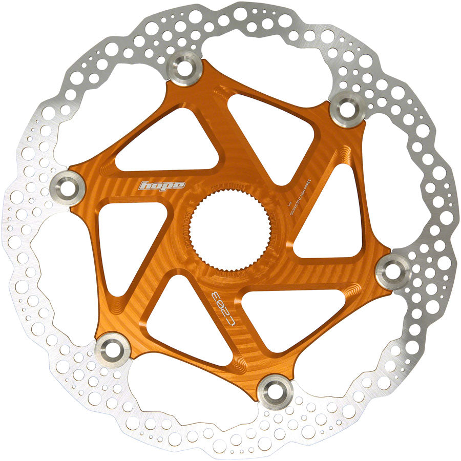 Hope MTB Floating Centre-Lock Disc Brake Rotor - 203mm, Center-Lock, Orange