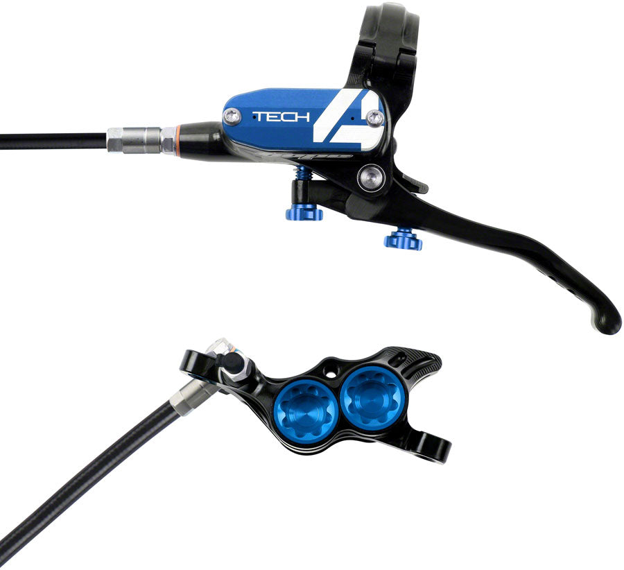Hope Tech 4 E4 Disc Brake and Lever Set - Rear, Hydraulic, Post Mount, Blue