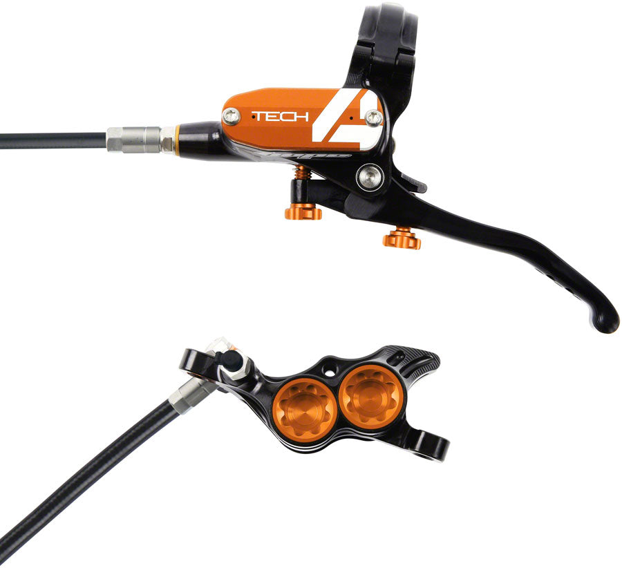 Hope Tech 4 E4 Disc Brake and Lever Set - Front, Hydraulic, Post Mount, Orange