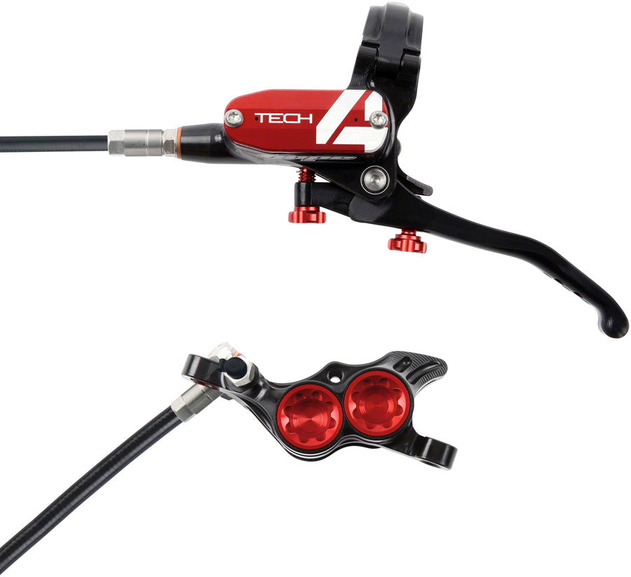 Hope Tech 4 E4 Disc Brake and Lever Set - Front, Hydraulic, Post Mount, Red