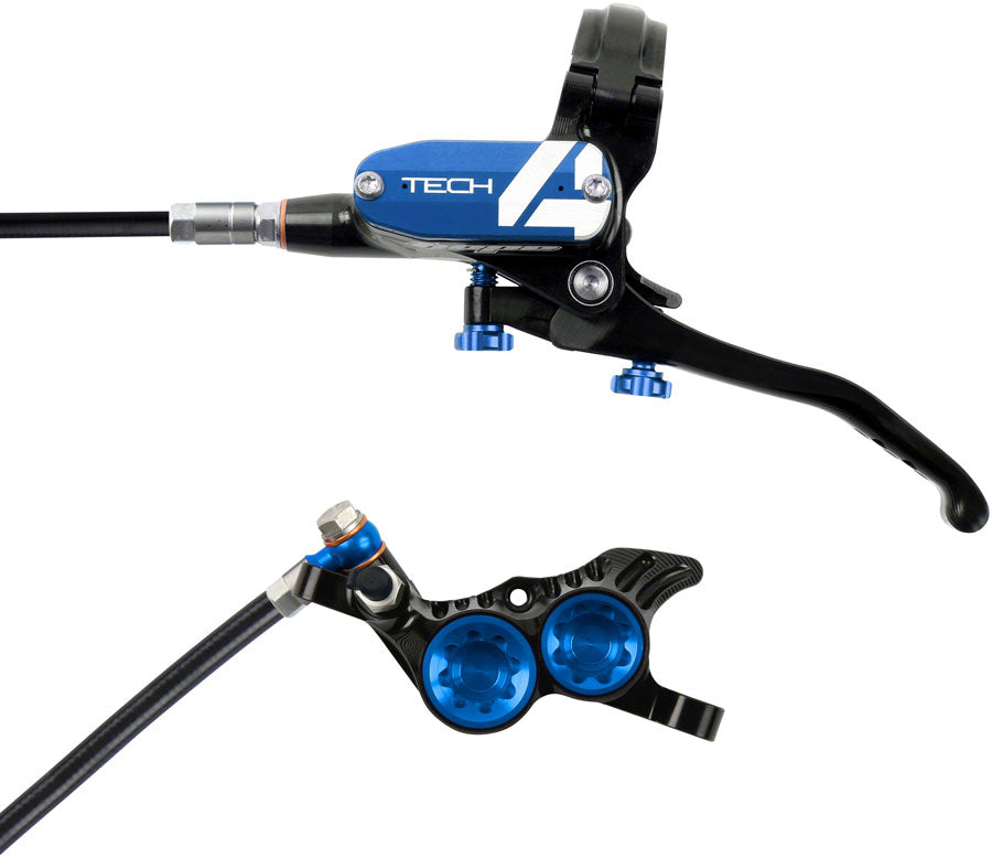 Hope Tech 4 V4 Disc Brake and Lever Set - Front, Hydraulic, Post Mount, Blue