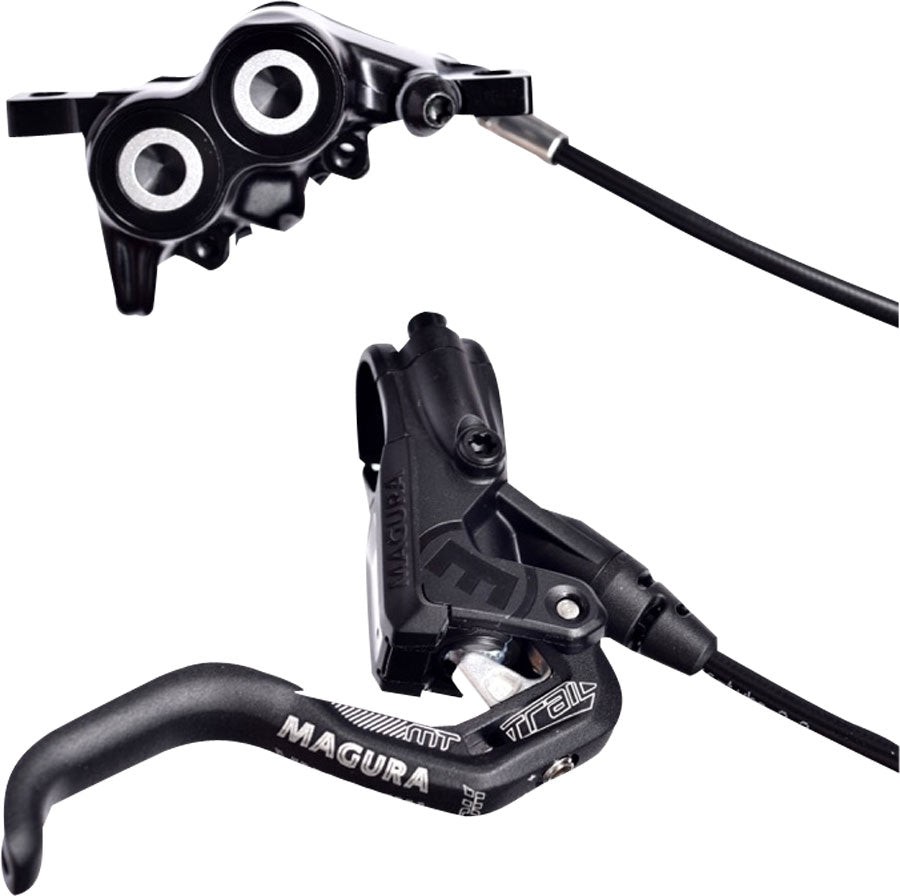 Magura MT Trail Sport Disc Brake Set - Front and Rear, Hydraulic, Post Mount, Black/White - Disc Brake & Lever - MT Trail Sport Disc Brake Set