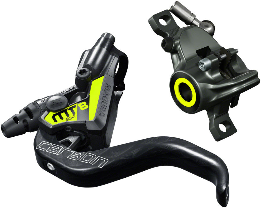 Magura MT8 SL Disc Brake and Lever - Front or Rear, Hydraulic, Post Mount, Gray/Yellow