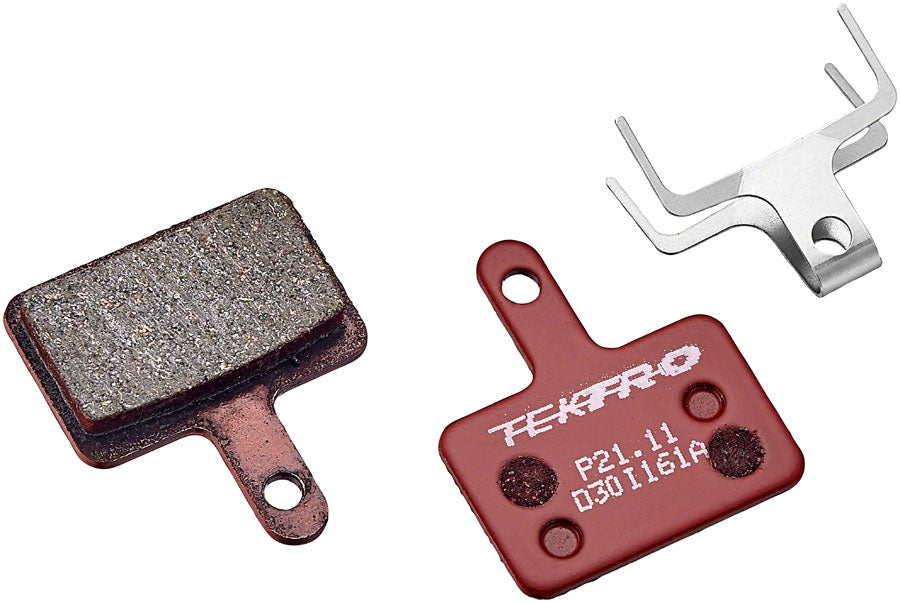 Tektro P21.11 Disc Brake Pads - Resin, 5mm Thickness, For Use With 2- Piston Caliper, Red