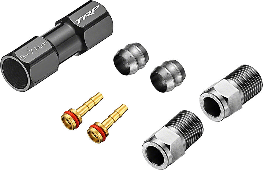 TRP TL1.3 Disc Brake Hose Coupler Kit - For 5.0mm, Coupler, Compression Ferrules, Brass Inserts with O-Ring, and Hose