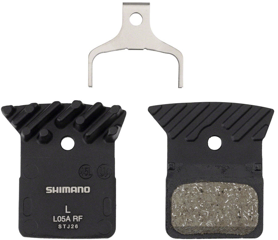 Shimano L05A Disc Brake Pad and Spring - Resin Compound, Finned Alloy BackPlate, One Pair