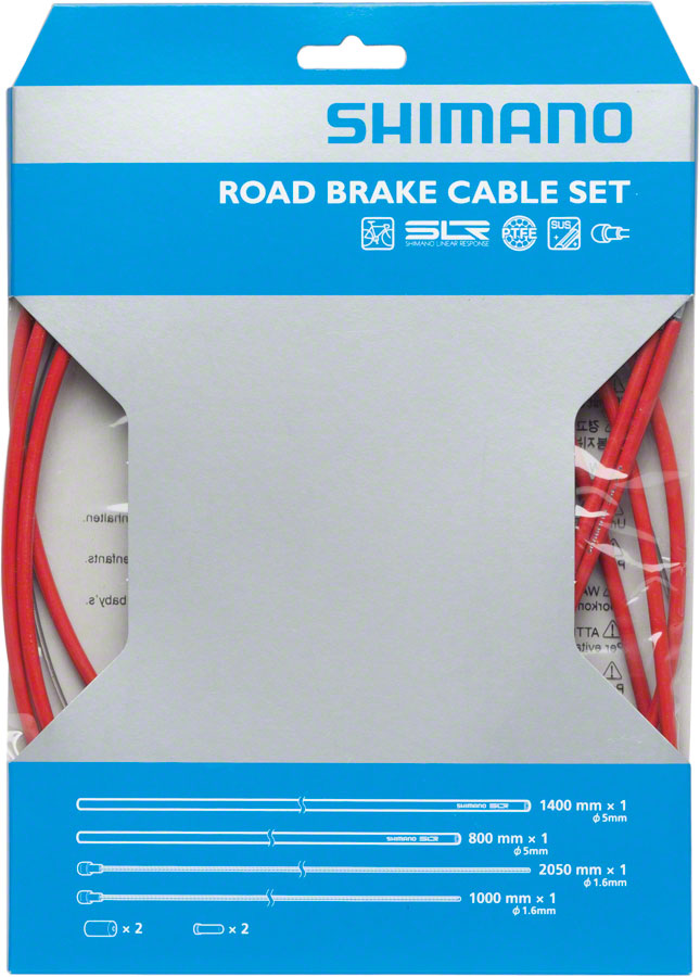 Shimano Road PTFE Brake Cable and Housing Set, Red