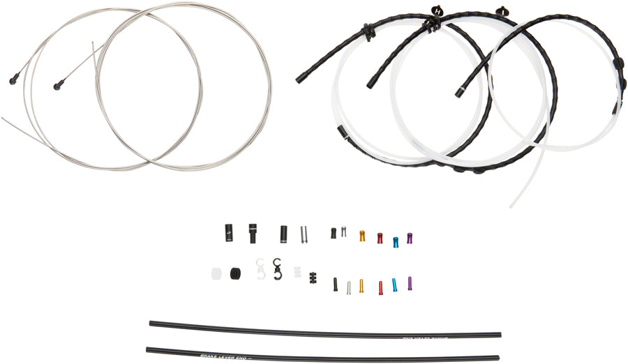 Jagwire Road Elite Link Brake Cable Kit SRAM/Shimano with Ultra-Slick Uncoated Cables, Black - Brake Cable & Housing Set - Road Elite Link Brake Kit