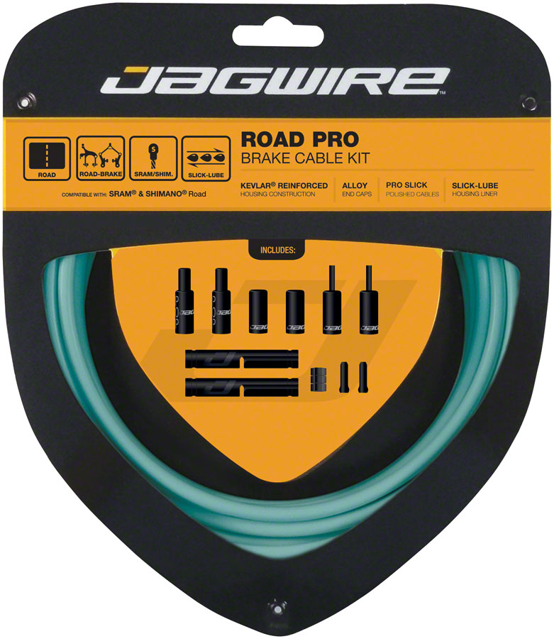 Jagwire Pro Brake Cable Kit Road SRAM/Shimano, Bianchi Celeste MPN: PCK208 Brake Cable & Housing Set Pro Polished Road Brake Kit